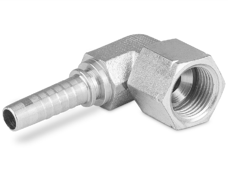 DKJK  90° - koncovka 90° s maticou UNF, kovaná