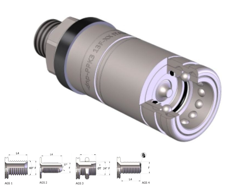guličková rýchlospojka-zásuvka PPK3 dlhý závit